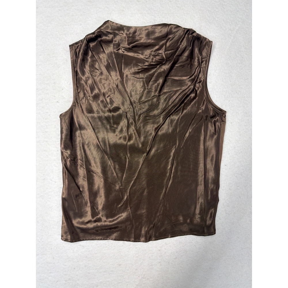 Rails Espresso Brown Satin Mock Neck Sleeveless Top Size XS High Neck Blouse - Picture 3 of 6